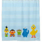 Pixel Sesame Street Characters Douchegordijn (Voorkant)