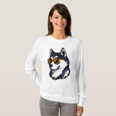 Pixel Siberische Husky T-shirt (Voorkant volledig)