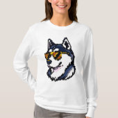 Pixel Siberische Husky T-shirt (Voorkant)