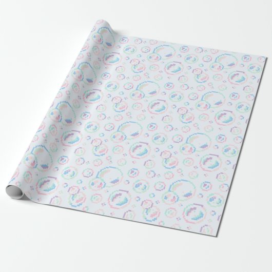 Pixel Soap Bubbles Pattern Cadeaupapier (Uitgerold)