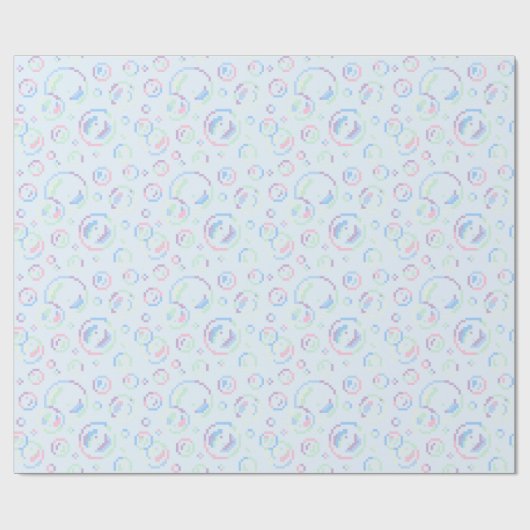 Pixel Soap Bubbles Pattern Cadeaupapier (Vlak)