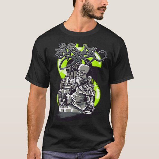 Pixel Soldier T-shirt Neon Green Action Design (Voorkant)