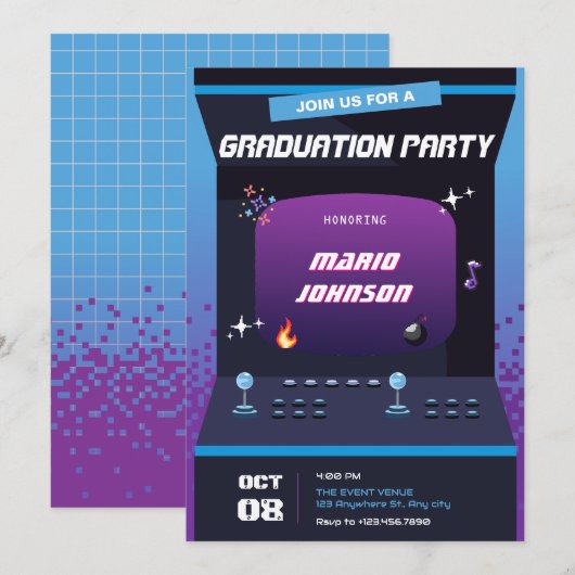 Pixel spel afstuderen kaart (Voorkant / Achterkant)