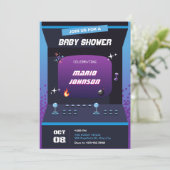 Pixel spel baby shower kaart (Staand voorkant)