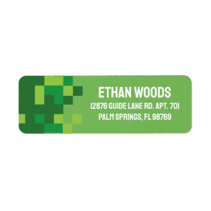 Pixel spel op retouradres etiket
