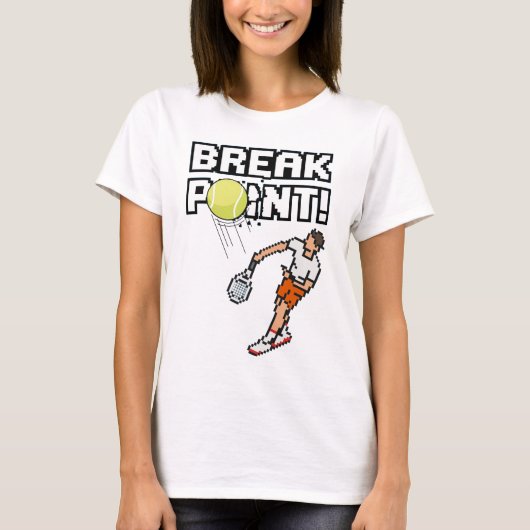 Pixel Sport Retro Tennis "Breekpunt!" T-Shirt (Voorkant)