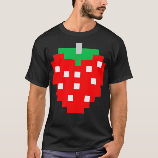 Pixel Strawberry 80s Video Game Halloween Costume  T-shirt (Voorkant)
