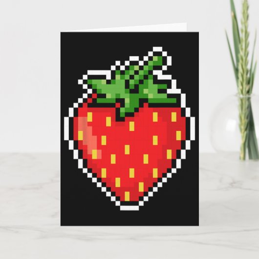 Pixel Strawberry 80s Video Game Halloween  Kaart (Voorkant)