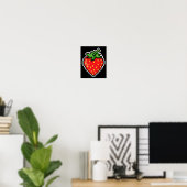 Pixel Strawberry 80s Video Game Halloween  Poster (Thuiskantoor)
