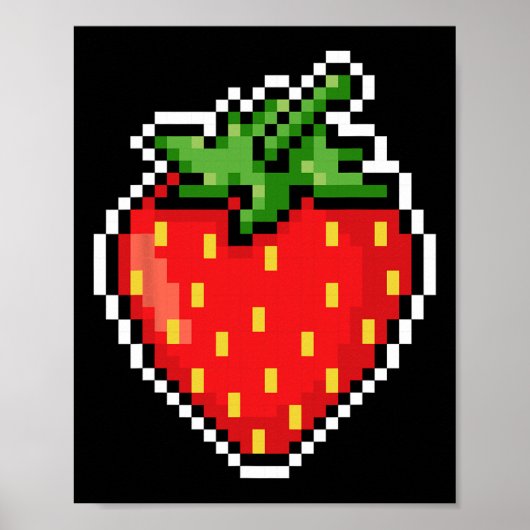 Pixel Strawberry 80s Video Game Halloween  Poster (Voorkant)