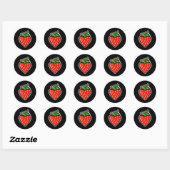 Pixel Strawberry 80s Videospel Halloween  Ronde Sticker (Vel)