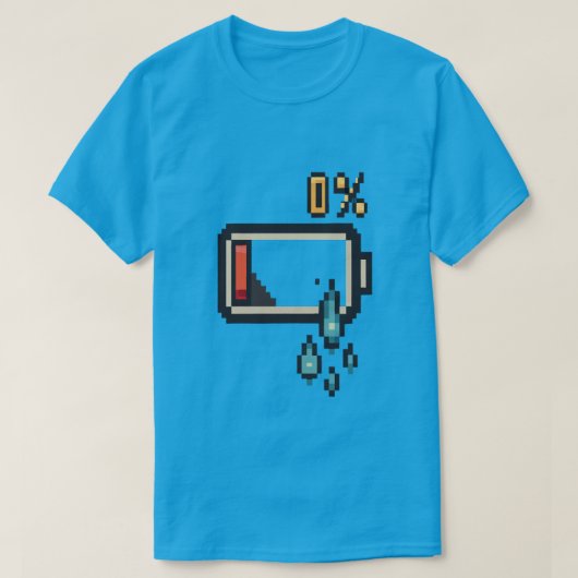 Pixel stroomuitval: 0% energie vibes t-shirt (Design voorkant)
