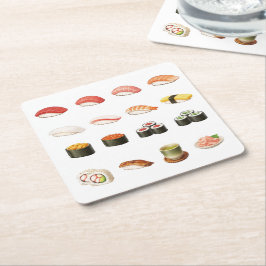 Pixel Sushi Coaster – Japanese Food Design Kartonnen Onderzetters