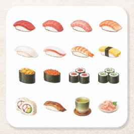 Pixel Sushi Coaster – Japanese Food Design Kartonnen Onderzetters