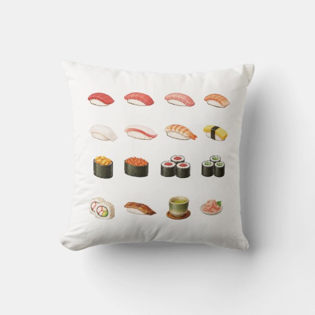 Pixel Sushi Cushion - Scan QR Code for Sushi game Kussen (Voorkant)