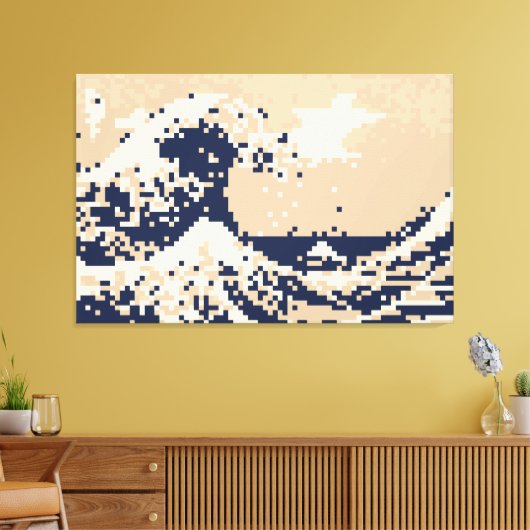 Pixel Tsunami 8 Bit Pixel Art Canvas Afdruk (Insitu (Woonkamer))