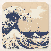 Pixel Tsunami 8 Bit Pixel Art Kartonnen Onderzetters (Voorkant)