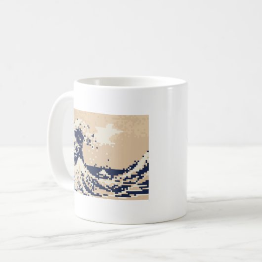 Pixel Tsunami 8 Bit Pixel Art Koffiemok (Voorkant links)