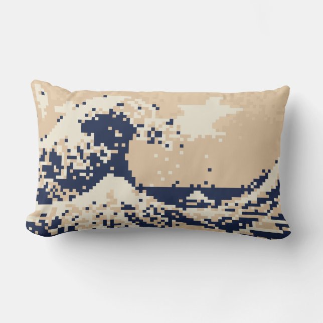 Pixel Tsunami 8 Bit Pixel Art Kussen (Voorkant)