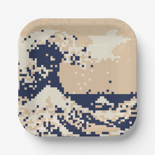 Pixel Tsunami 8 Bit Pixel Art Papieren Bordje (Voorkant)