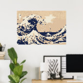 Pixel Tsunami 8 Bit Pixel Art Poster (Thuiskantoor)