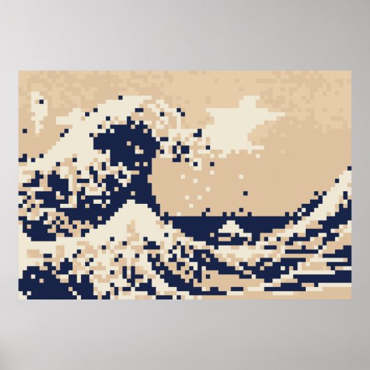 Pixel Tsunami 8 Bit Pixel Art Poster (Voorkant)