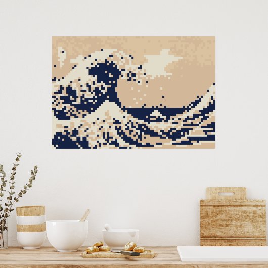 Pixel Tsunami 8 Bit Pixel Art Poster (Keuken)