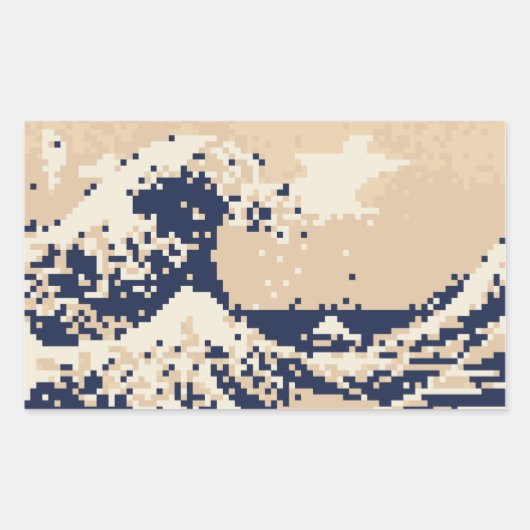 Pixel Tsunami 8 Bit Pixel Art Rechthoekige Sticker (Voorkant)