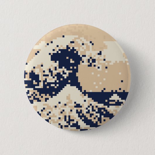 Pixel Tsunami 8 Bit Pixel Art Ronde Button 5,7 Cm (Voorkant)