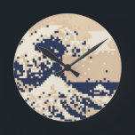 Pixel Tsunami 8 Bit Pixel Art Ronde Klok<br><div class="desc">De Grote Golf van Kanagawa (神 川 沖 裏)  8-bits Pixel Tsunami Art.

Wereldbol Trotters is gespecialiseerd in idiosyncratische beelden van rond het wereldbol. Hier vindt u unieke Wenskaarten,  Briefkaarten,  Posters,  Muismatten en nog veel meer.</div>