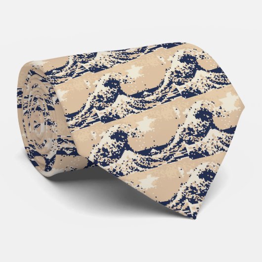 Pixel Tsunami 8 Bit Pixel Art Stropdas (Opgerold)