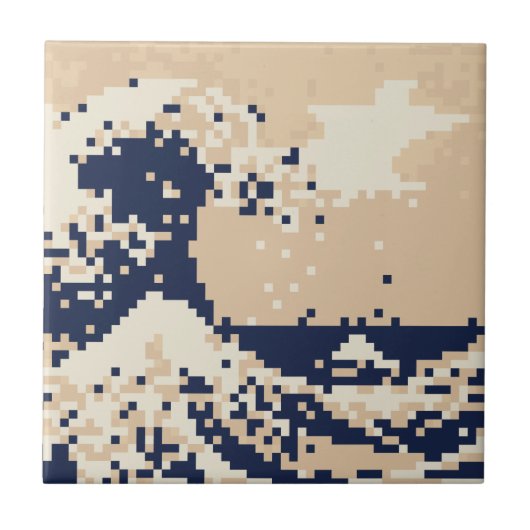 Pixel Tsunami 8 Bit Pixel Art Tegeltje (Voorkant)