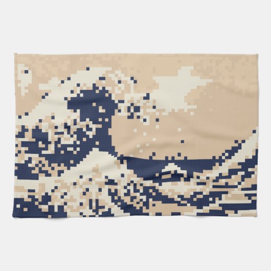 Pixel Tsunami 8 Bit Pixel Art Theedoek (Horizontaal)