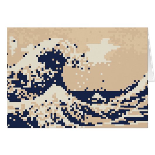 Pixel Tsunami 8 Bit Pixel Art Wenskaart (Voorkant Horizontaal)