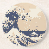 Pixel Tsunami 8 Bit Pixel Art Zandsteen Onderzetter (Voorkant)