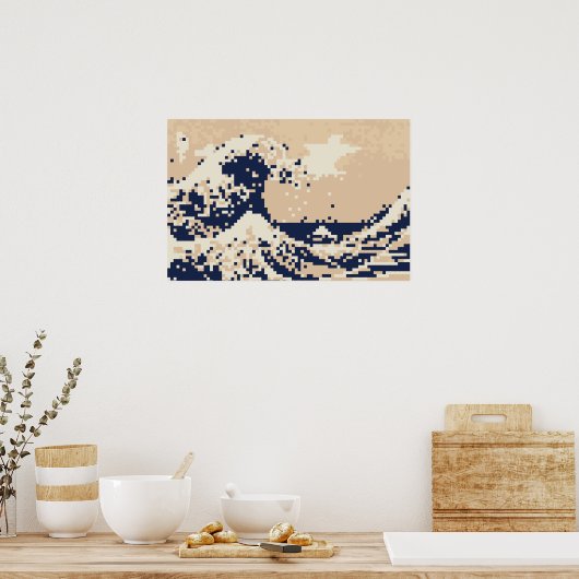 Pixel Tsunami 8 Bit Pixelkunst Poster (Keuken)