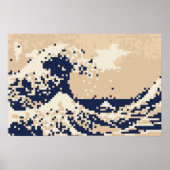 Pixel Tsunami 8 Bit Pixelkunst Poster (Voorkant)