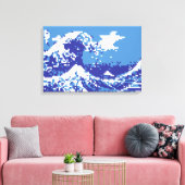 Pixel Tsunami Blauw 8 Bit Pixel Art Canvas Afdruk (Insitu (Woonkamer))
