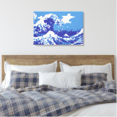 Pixel Tsunami Blauw 8 Bit Pixel Art Canvas Afdruk (Insitu (Slaapkamer))