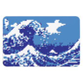 Pixel Tsunami Blauw 8 Bit Pixel Art Magneet (Horizontaal)