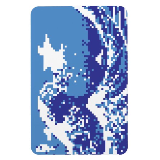 Pixel Tsunami Blauw 8 Bit Pixel Art Magneet (Verticaal)