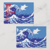Pixel Tsunami Blauw 8 Bit Pixel Art Visitekaartje (Voorkant / Achterkant)