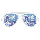 Pixel Tsunami Blue met 8 bits Pixel Art Aviator Zonnebril (Voorkant)