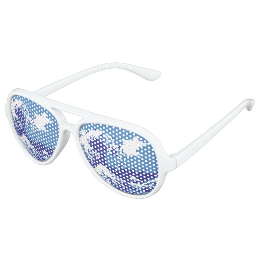 Pixel Tsunami Blue met 8 bits Pixel Art Aviator Zonnebril (Gekanteld)
