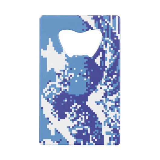 Pixel Tsunami Blue met 8 bits Pixel Art Creditkaart Flessenopener (Voorkant)