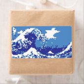 Pixel Tsunami Blue met 8 bits Pixel Art Etiket (Insitu)