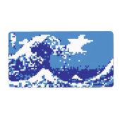 Pixel Tsunami Blue met 8 bits Pixel Art Etiket (Voorkant)