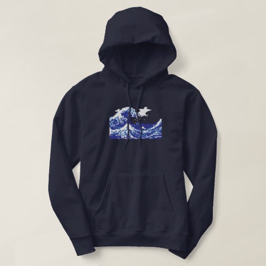 Pixel Tsunami Blue met 8 bits Pixel Art Hoodie (Design voorkant)