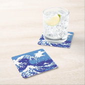 Pixel Tsunami Blue met 8 bits Pixel Art Kartonnen Onderzetters (Insitu)