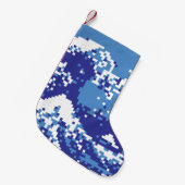 Pixel Tsunami Blue met 8 bits Pixel Art Kleine Kerstsok (Voorkant (Hangend))